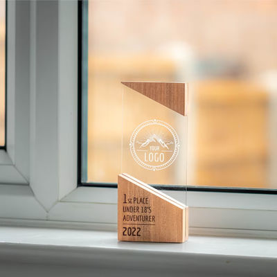 Moderna Targa Legno Corrente Disegno Unico Personalizzato Legno Acrilico RISE Trofeo Premio