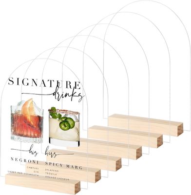 Come richiesto Acrilico Bar Bevande Lista Segno di Nozze con Stand di Legno Personalizzato