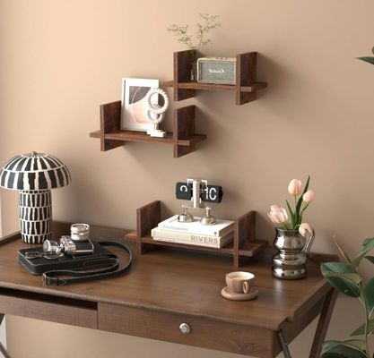 Utilizzare in modo efficiente lo spazio con 202408 Set 3 Ripiani galleggianti in legno