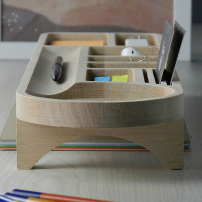 Office Desk Organizer con Cassa a matita e Logo personalizzato Wood Caddy Phone Stand