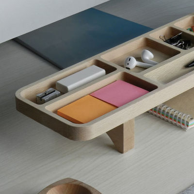 Office Desk Organizer con Cassa a matita e Logo personalizzato Wood Caddy Phone Stand