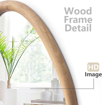 Specchio di casa di campagna in legno rotondo verniciato per salotto e bagno moderno