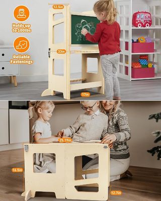 In legno 3 altezze regolabile bambino cucina sgabello aiuto con Safety Rail Unisex