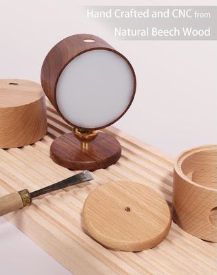 Lampade da parete LED 360 rotazione attenuazione ricaricabile senza fili a batteria azionato Sconce di legno