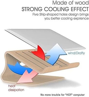 Stand per computer portatili in legno per MacBook Y Imballaggio della posta Impronta bruciata Dock di supporto ventilato