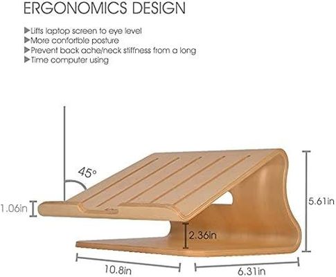 Stand per computer portatili in legno per MacBook Y Imballaggio della posta Impronta bruciata Dock di supporto ventilato