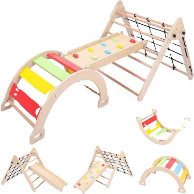 Bambini Giocattoli Gioco di ginnastica in interno Giocattoli di arrampicata in legno Triangolo Pieghevole Arrampicata Scorrevole