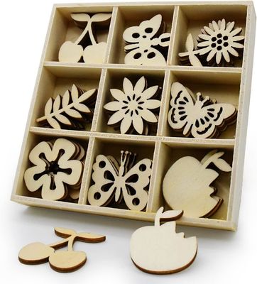 Ornamenti in legno tagliati al laser in bianco Fregate in tema di fiori per la decorazione della natura 45pcs