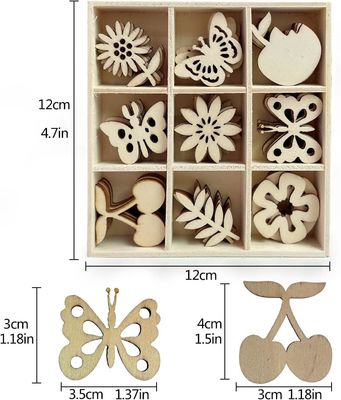 Ornamenti in legno tagliati al laser in bianco Fregate in tema di fiori per la decorazione della natura 45pcs