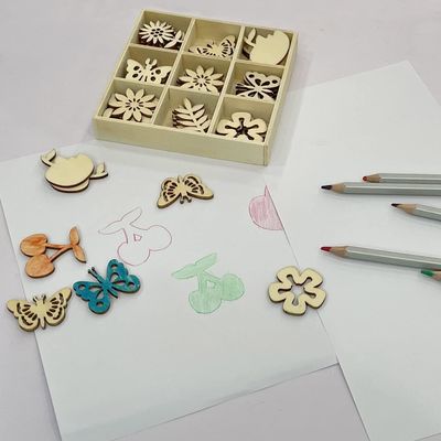 Ornamenti in legno tagliati al laser in bianco Fregate in tema di fiori per la decorazione della natura 45pcs