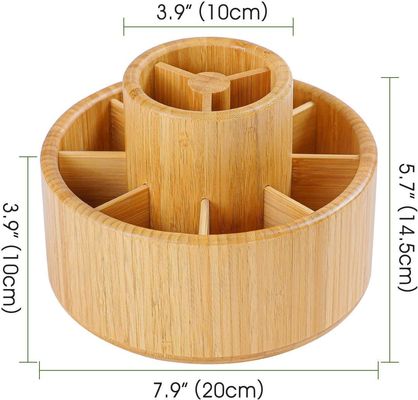 Logo personalizzato Acceptabile Bambù Organizzatore di scrivania rotante per Caddy di archiviazione desktop