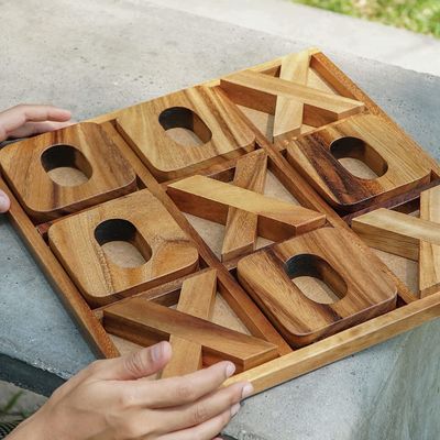 Set di giochi di scacchi per bambini in legno Tic-Tac-Toe XO