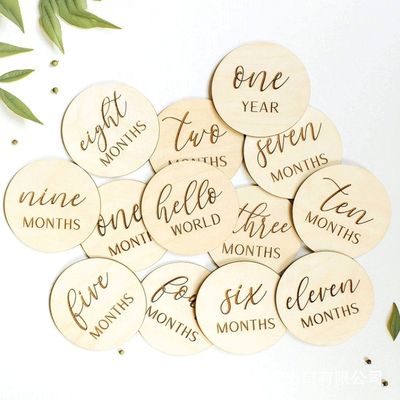 Cartoline per bambini di legno compensato di taglia personalizzata per annunci di nascita di neonati