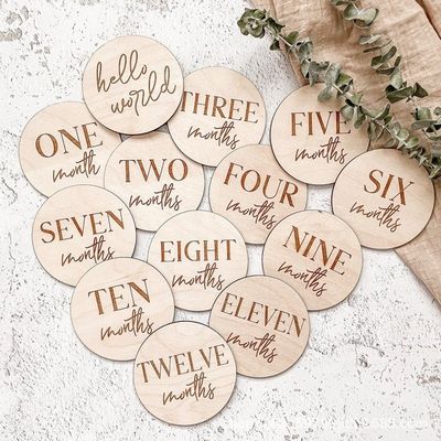 Cartoline per bambini di legno compensato di taglia personalizzata per annunci di nascita di neonati