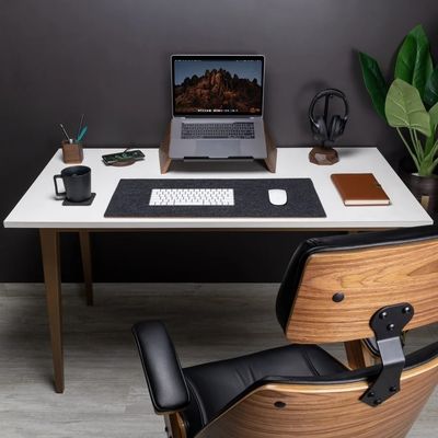 Tenitore ergonomico per portatile in legno per accessori per scrivania