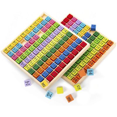 Gioco da tavolo di matematica di moltiplicazione in legno 7.5x7.5x0.8 pollici Dimensione e stampa bruciata