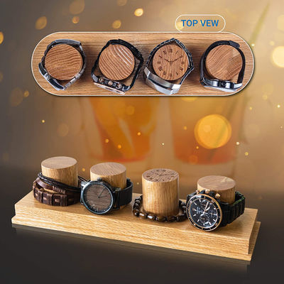 Logo personalizzato accettabile Massiccio rovere di legno orologio display Stand per lo stile rustico