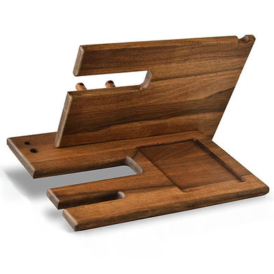Fatto a mano Legno di Noce Naturale Telefono Docking Station Canottiere Portafogli Portafogli Stand Orologio Organizzatore