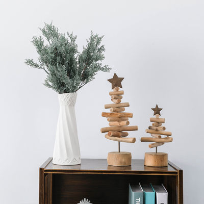 Stampa su misura alberi di Natale artificiali mini decorazione in legno per la decorazione domestica albero di Natale