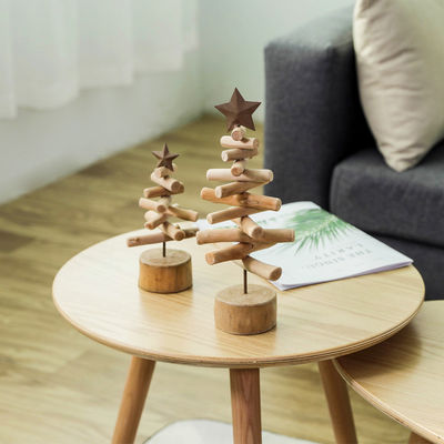Stampa su misura alberi di Natale artificiali mini decorazione in legno per la decorazione domestica albero di Natale