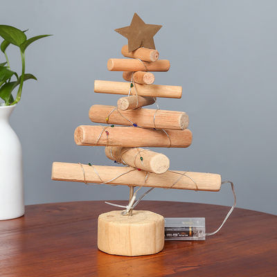 Stampa su misura alberi di Natale artificiali mini decorazione in legno per la decorazione domestica albero di Natale