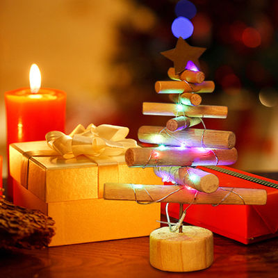 Stampa su misura alberi di Natale artificiali mini decorazione in legno per la decorazione domestica albero di Natale