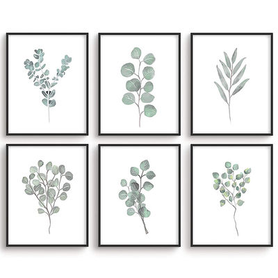 Verde piante botaniche Set di 4/6 piante in legno Decor di parete Immagini 8"x10" Ferro