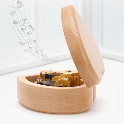 Logo personalizzato Disegno accettabile Scatola musicale in legno per Natale Mini scatola a manovella