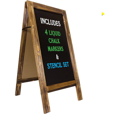 Tavola nera portatile a telaio di legno rustico artigianale con stand conveniente e portatile