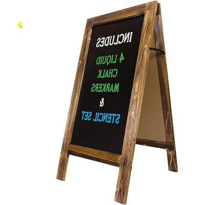 Tavola nera portatile a telaio di legno rustico artigianale con stand conveniente e portatile