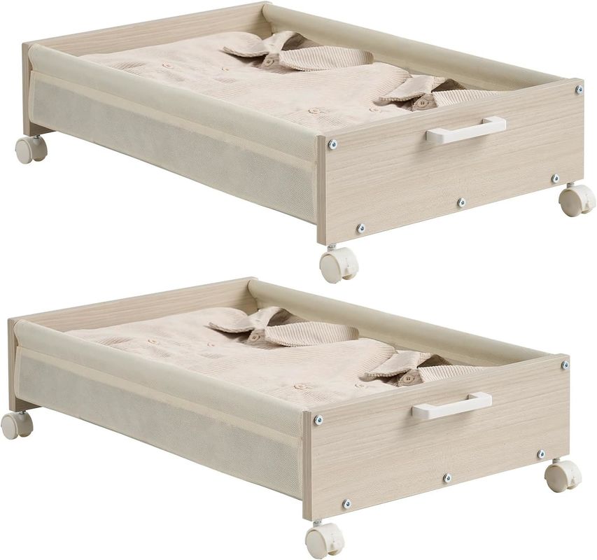 Stoccaggio di stoviglie sotto il letto cassetti con contenitori di legno pesanti e logo accettabile