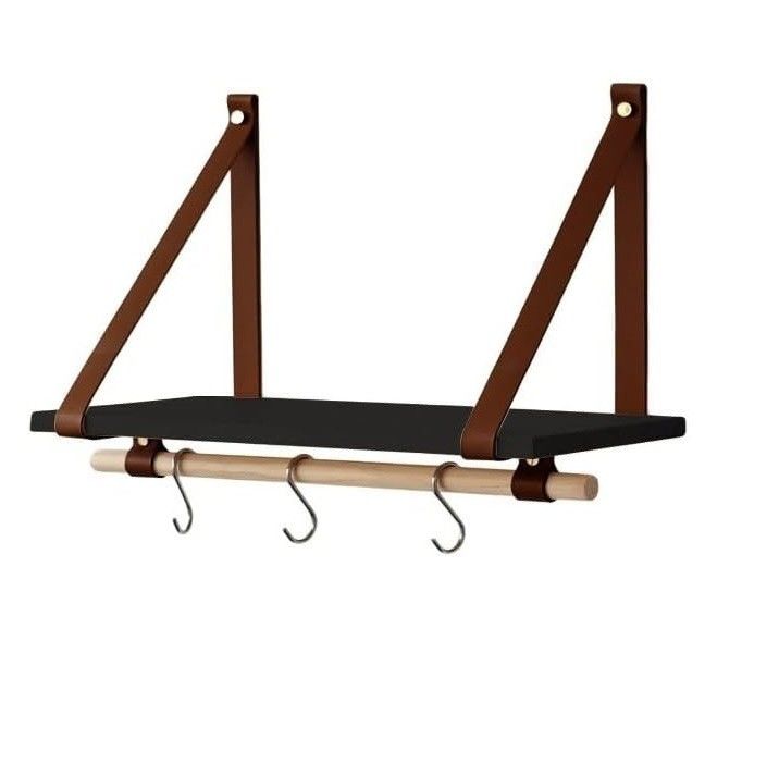 Come richiesto 45X20 Nero Pu Marrone Strappa di cuoio Parete Mensola galleggiante Mensola di legno Moderna