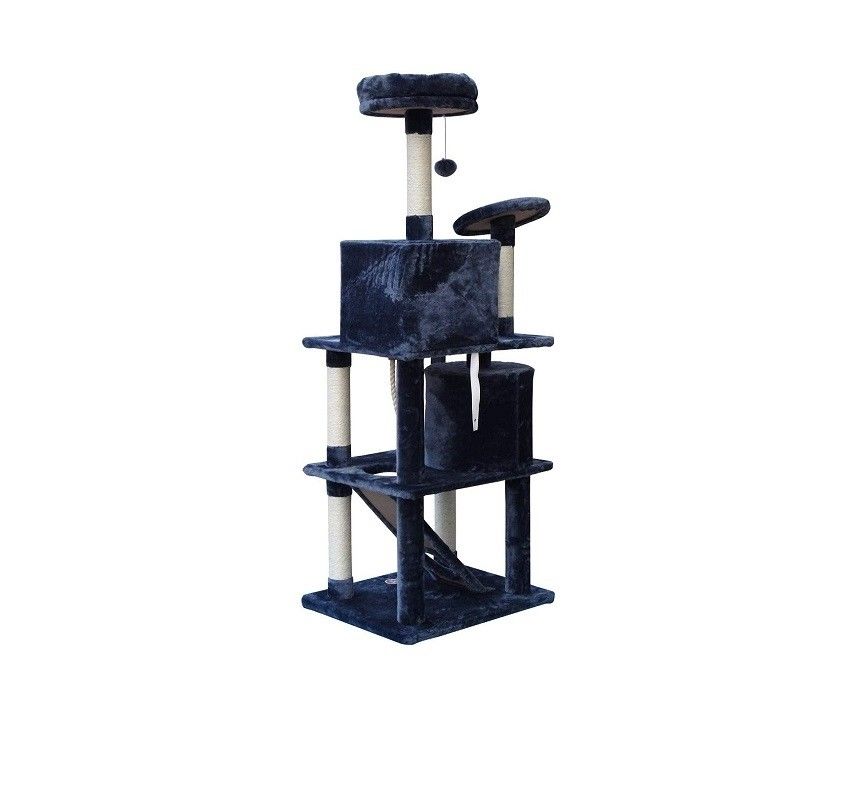 Arredamento del soggiorno Grigio scuro 4 piattaforme 64 pollici Albero gatto con 2 cubo letto Play House
