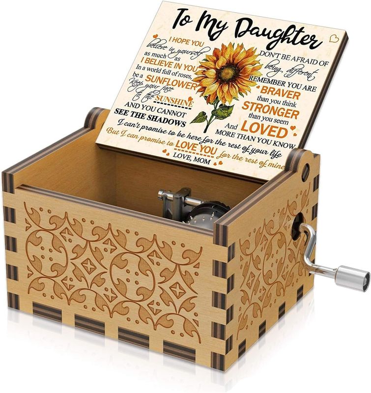 U R My Sunshine Sunflower Music Box Ambientale Legno inciso Laser colorato