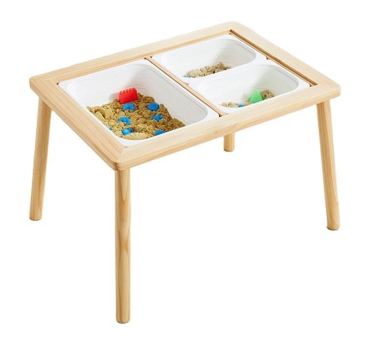 Tavolo sensoriale in legno con 3 contenitori per bambini piccoli Stand Classificazione Rack non pieghevole