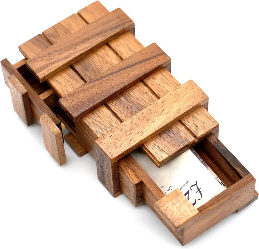Doppio Magic Box Brain Teaser Custom Box in legno massello con compartimenti nascosti