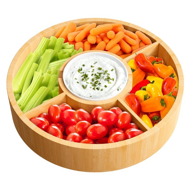 202407 Tavolo rotondo di bambù con ciotola di ceramica campione gratuito o restituito