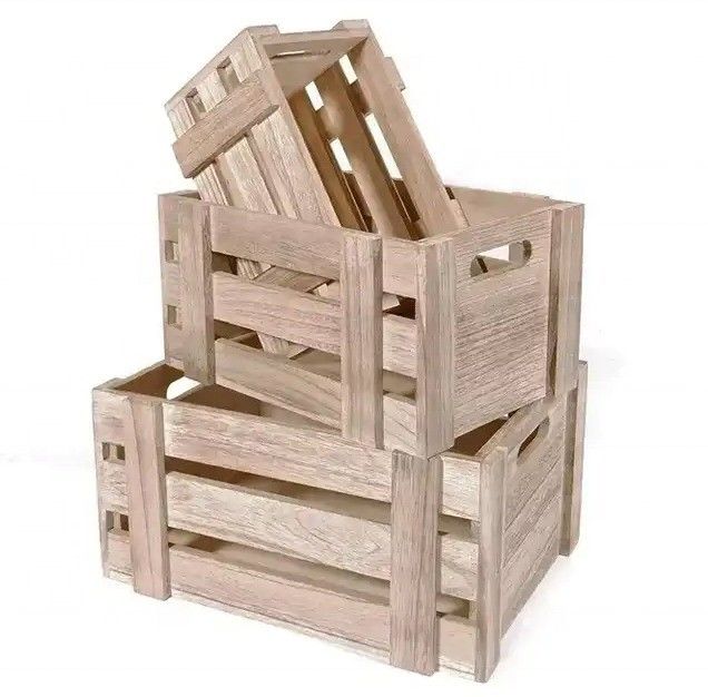 Scatole di contenitori in legno decorativi composte da 3 scatole con manici 13.25x9.5x5.5