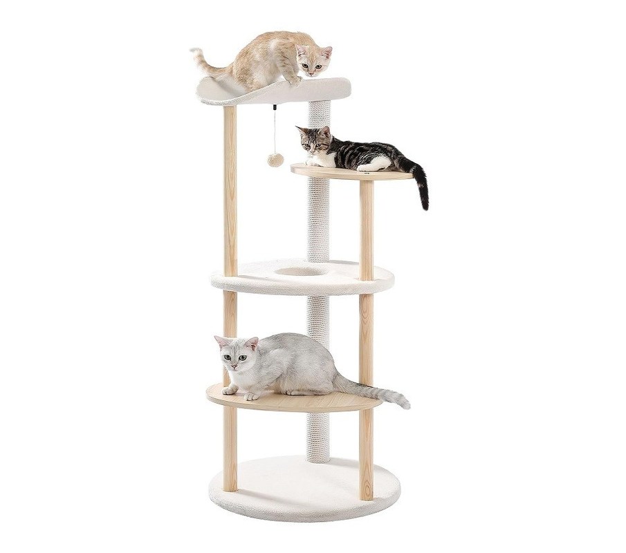 Dimensione personalizzata 51 pollici 5 livelli Cat Tree Cat Tower Centro di attività con punti di graffio Beige