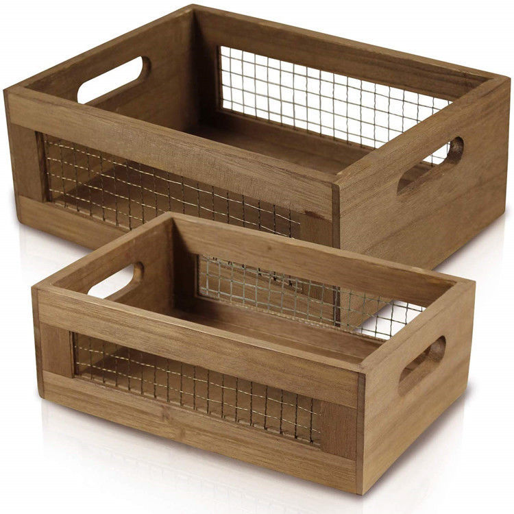 Cassa di cane in legno lucidato con vassoio per conservare frutti e verdure in stile europeo