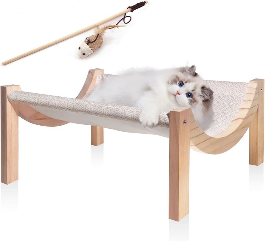 Amaca per gatti in legno elevato per ambienti interni ed esterni