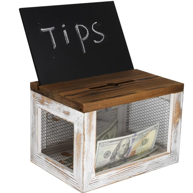 Disegno a griglia di filo pannello acrilico di legno di pino scatola per la raccolta di bollette per la donazione per la scrivania