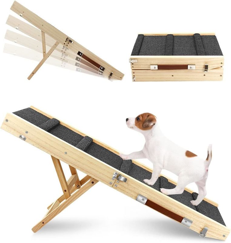 Rampa portatile per animali da compagnia in legno passo da cane in legno regolabile per cani
