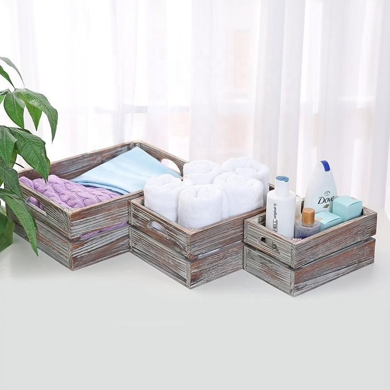 Europa Caratteristica regionale Home Deco Incompleto Casse di legno di pino massello 3-Pack per vino