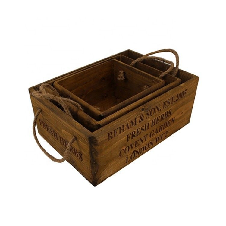Customizabile 30*24,5*15 cm Scatola in legno di pino vintage non finito con incisione laser