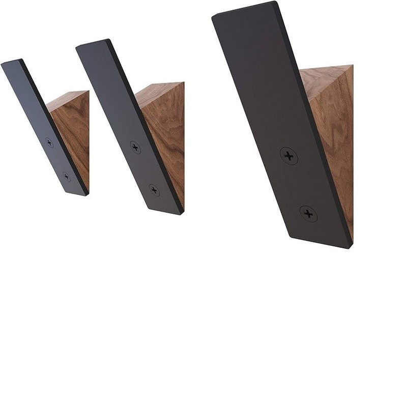 Arredamento per soggiorno Vantaggio in grande quantità Legno nero di noce Anelli per cappelli in metallo nero