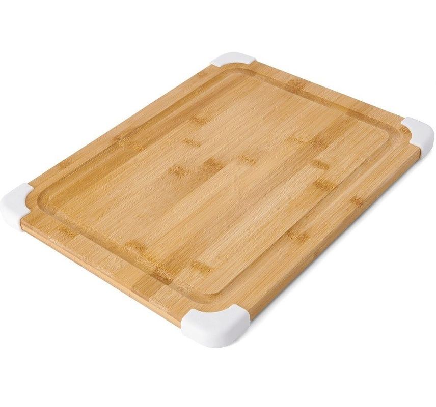 Tavolo di taglio in bambù bianco senza scivolamento di 11x14 pollici sostenibile con tavola di taglio in legno a scanalatura a liquido