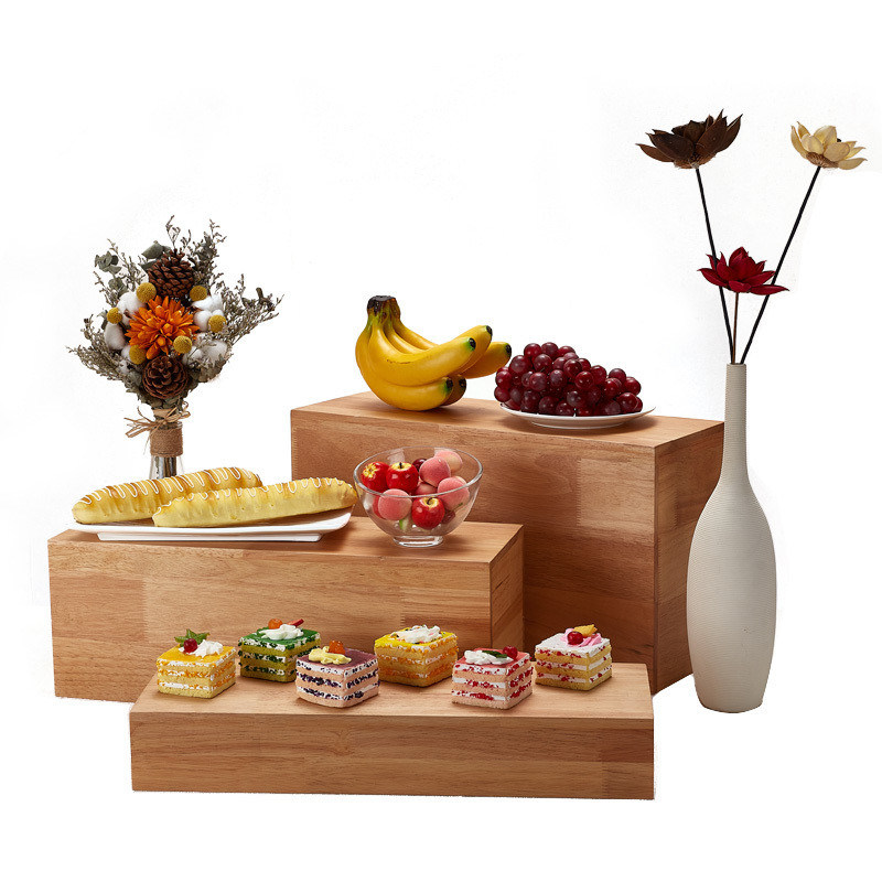 Accettato OEM ODM 25x39cm Oak Wood Biscuit Cake Dessert Stand per l'ora del tè pomeridiano