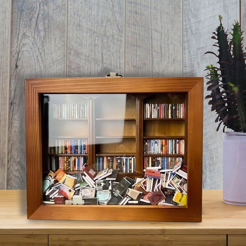 Scatola di fiammiferi per libri in legno Mini Scatola di fiammiferi per libri Scatola di libreria Disegno contemporaneo per la decorazione domestica