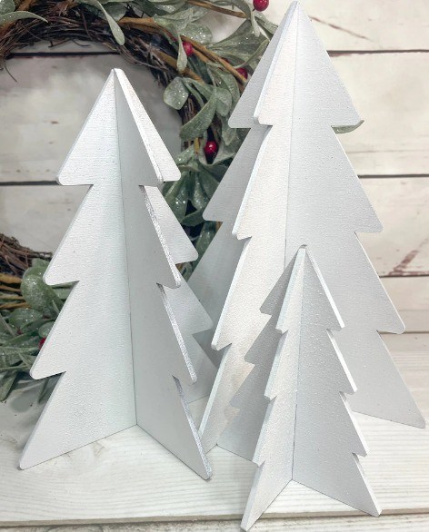 Set in grande quantità di 3 alberi di legno bianco per l'inverno per l'arbre di Natale da OEM
